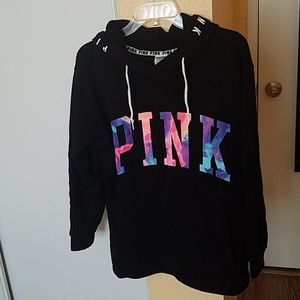 PINK Black Tye Dye Tunic Hoodie